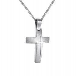 Λευκόχρυσος σταυρός Κ14 με αλυσίδα